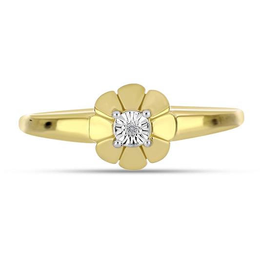 Anillo de Plata Bañada en Oro con Diamante blanco