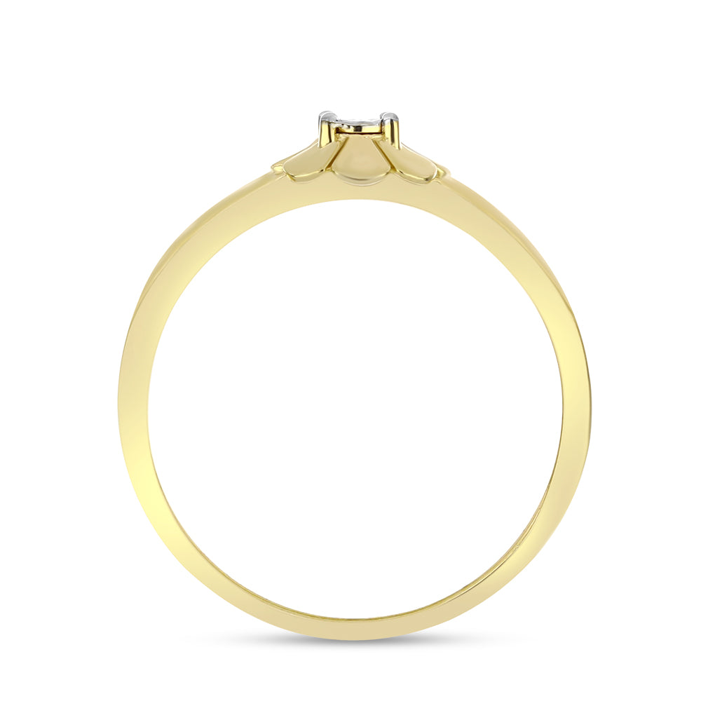Anillo de Plata Bañada en Oro con Diamante blanco 2 