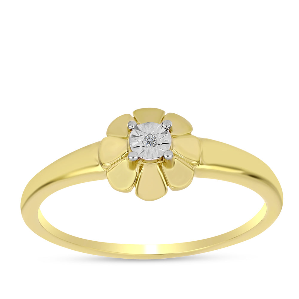 Anillo de Plata Bañada en Oro con Diamante blanco