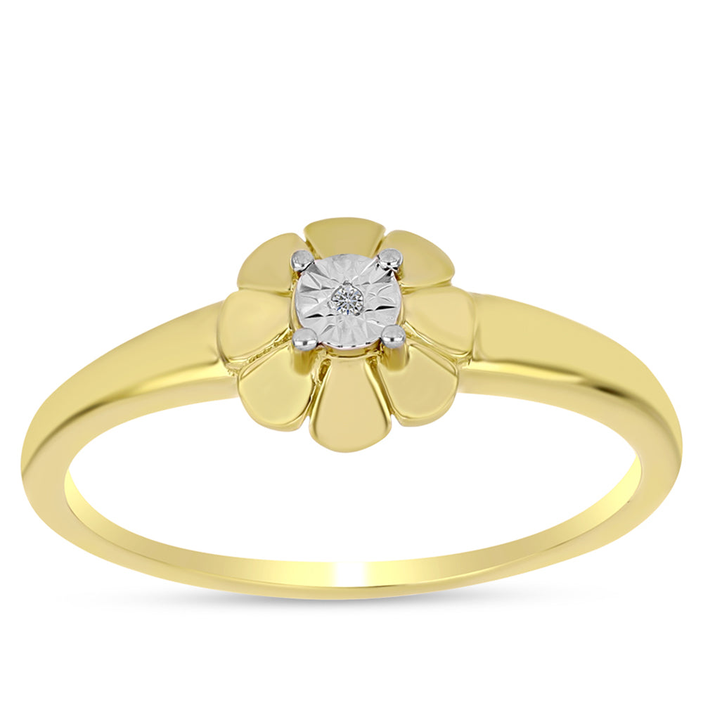 Anillo de Plata Bañada en Oro con Diamante blanco 7 