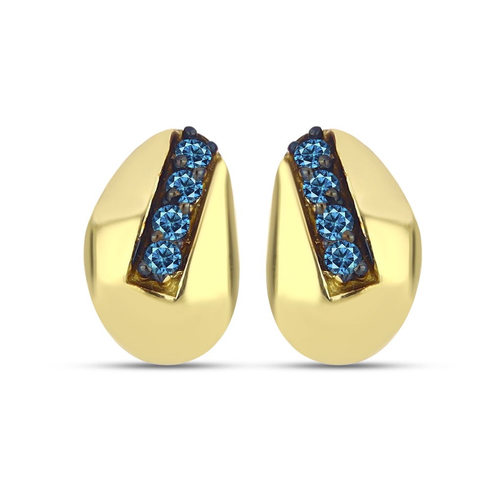 Pendientes de Plata Bañada en Oro con Diamante Azul 1 