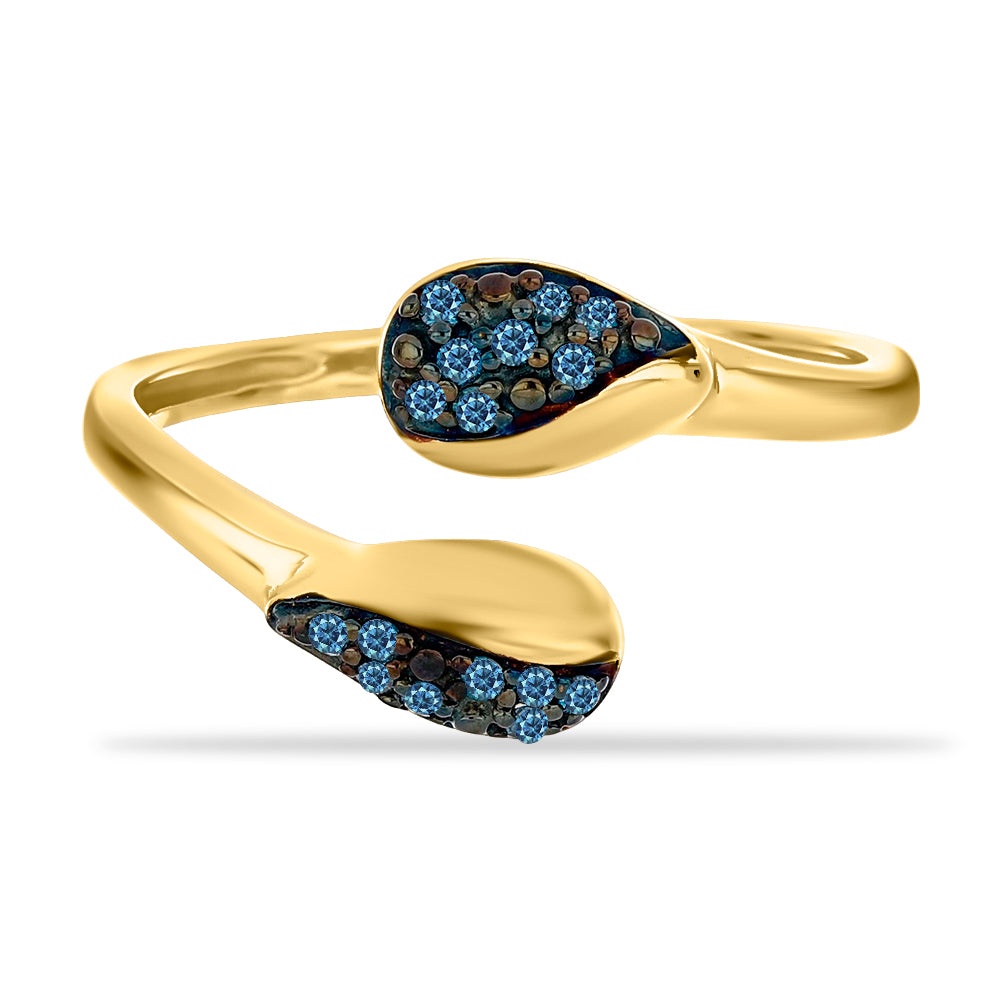 Anillo de Plata Bañada en Oro con Diamante Azul 1 