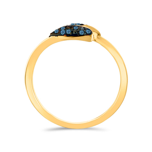 Anillo de Plata Bañada en Oro con Diamante Azul