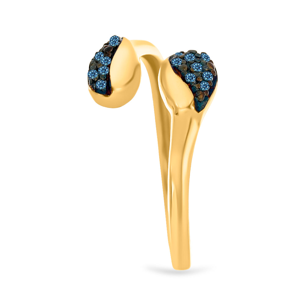 Anillo de Plata Bañada en Oro con Diamante Azul 4 