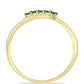 Anillo de Plata Bañada en Oro con Diamante Verde y Diamante blanco