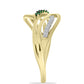 Anillo de Plata Bañada en Oro con Diamante Verde y Diamante blanco