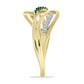 Anillo de Plata Bañada en Oro con Diamante Verde y Diamante blanco