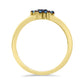 Anillo de Plata Bañada en Oro con Diamante Azul