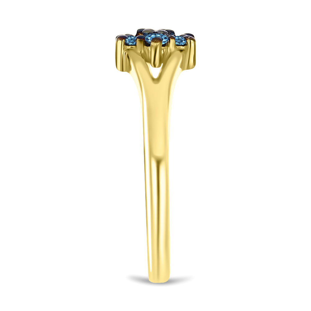 Anillo de Plata Bañada en Oro con Diamante Azul 4 