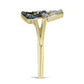 Anillo de Plata Bañada en Oro con Diamante Azul y Diamante blanco