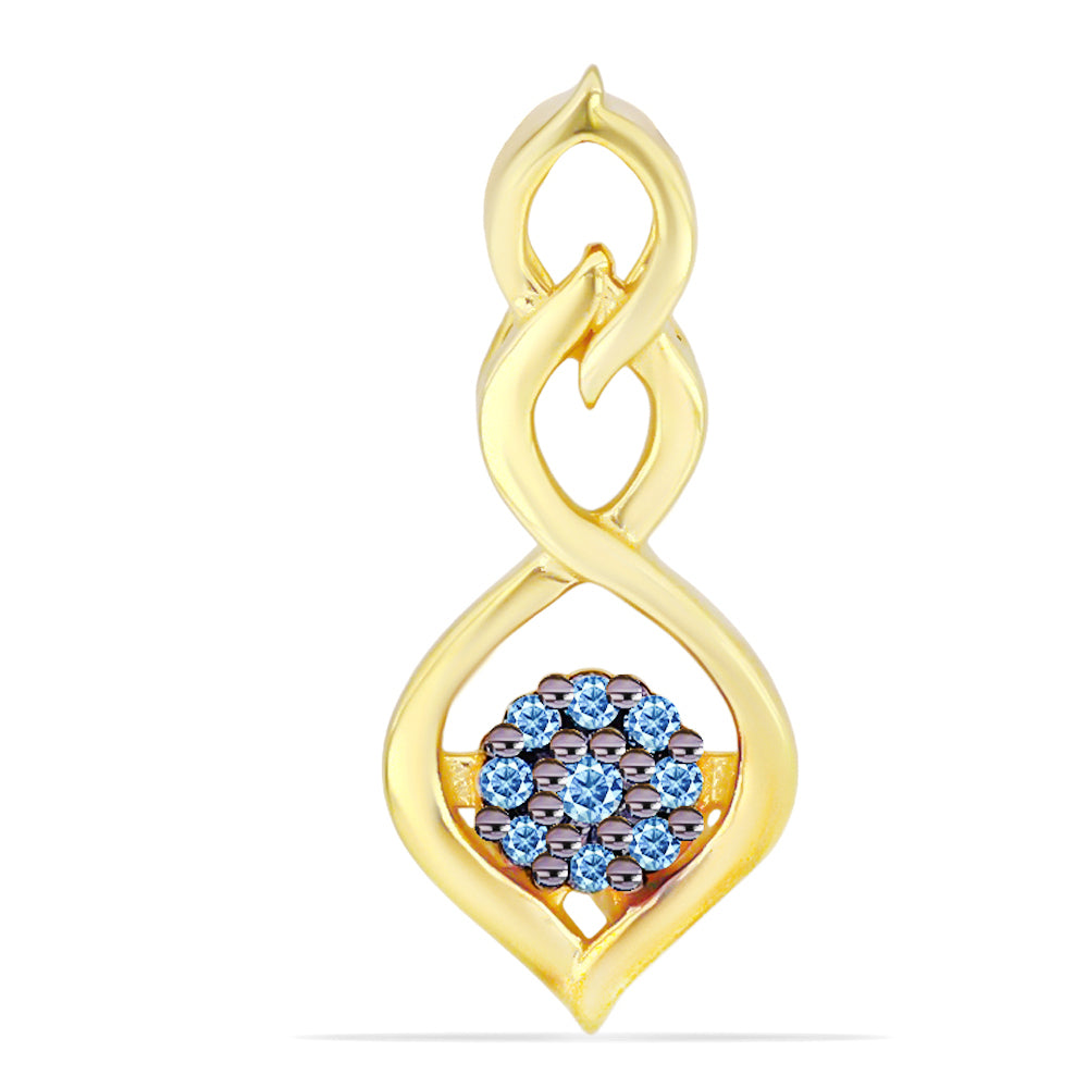 Colgante de Plata Bañada en Oro con Diamante Azul 1 