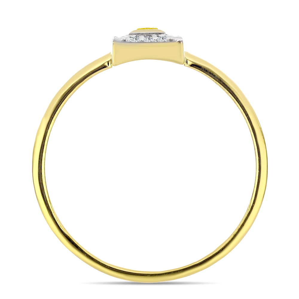 Anillo de Plata Bañada en Oro con Diamante Amarillo y Zircón blanco natural