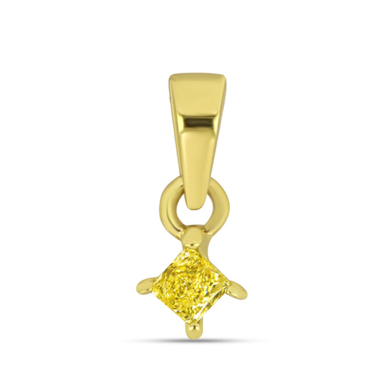 Collar de Plata Bañada en Oro con Diamante Amarillo