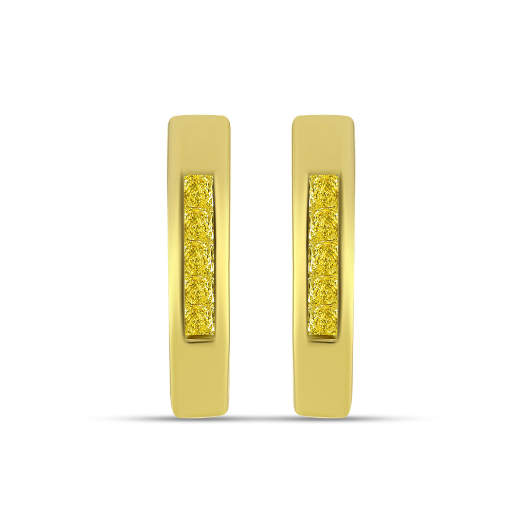 Pendientes de Plata Bañada en Oro con Diamante Amarillo 1 