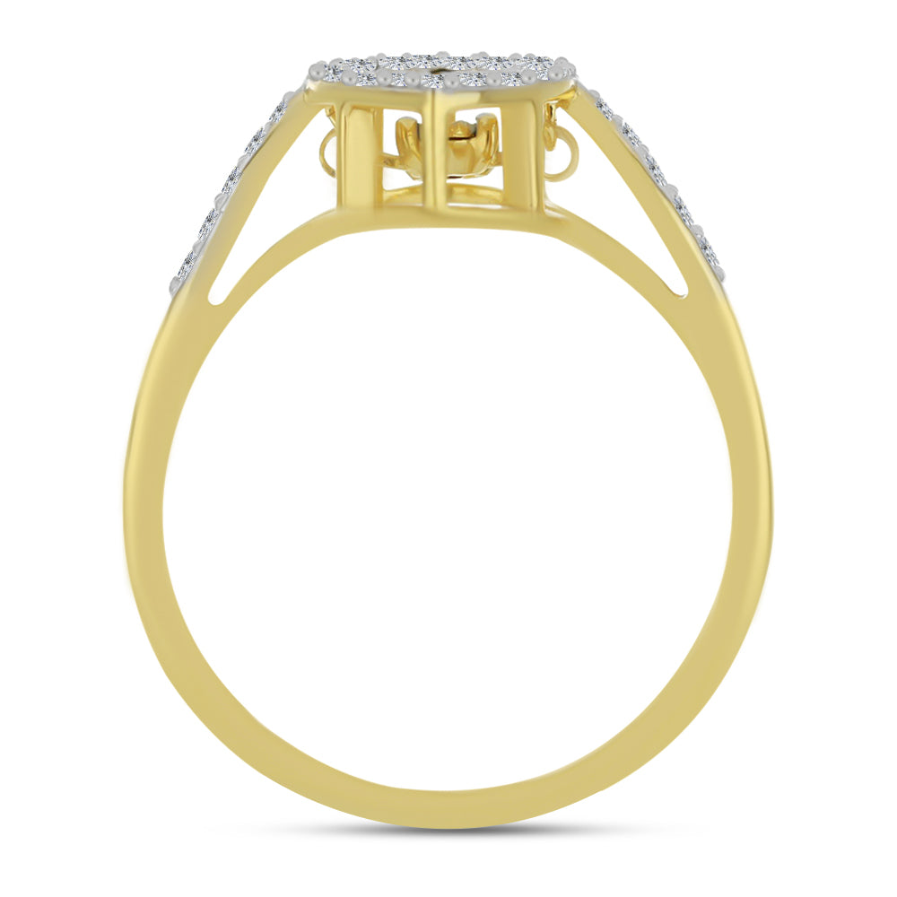 Anillo de Plata Bañada en Oro con Diamante blanco y Zircón Blanco 2 