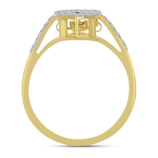 Anillo de Plata Bañada en Oro con Diamante blanco y Zircón Blanco