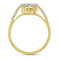 Anillo de Plata Bañada en Oro con Diamante blanco y Zircón Blanco