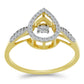 Anillo de Plata Bañada en Oro con Diamante blanco y Zircón Blanco