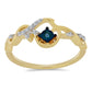 Anillo de Plata Bañada en Oro con Diamante Azul y Zircón Blanco