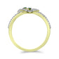 Anillo de Plata Bañada en Oro con Diamante Verde y Zircón Blanco