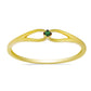 Anillo de Plata Bañada en Oro con Diamante Verde