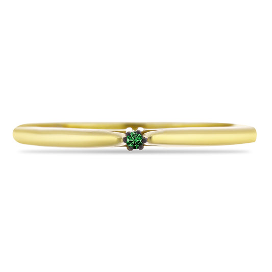 Anillo de Plata Bañada en Oro con Diamante Verde