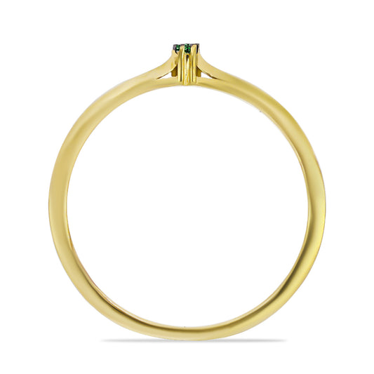 Anillo de Plata Bañada en Oro con Diamante Verde