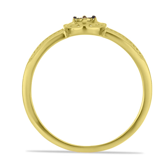 Anillo de Plata Bañada en Oro con Diamante Verde