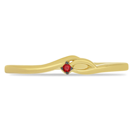 Anillo de Plata Bañada en Oro con Diamante Rojo