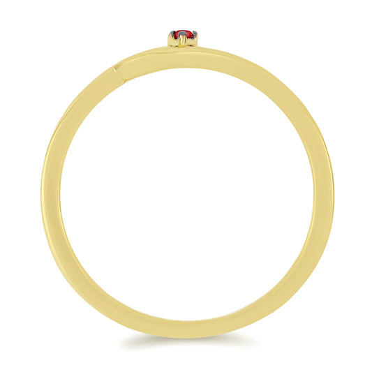 Anillo de Plata Bañada en Oro con Diamante Rojo