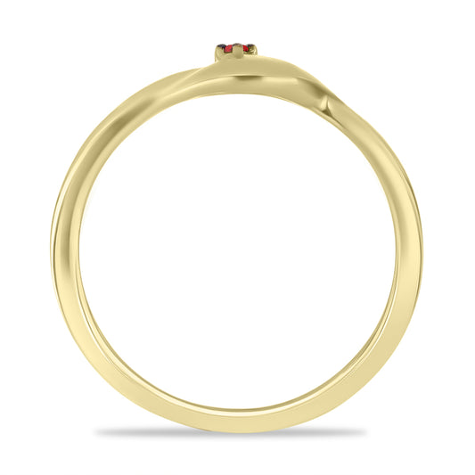 Anillo de Plata Bañada en Oro con Diamante Rojo