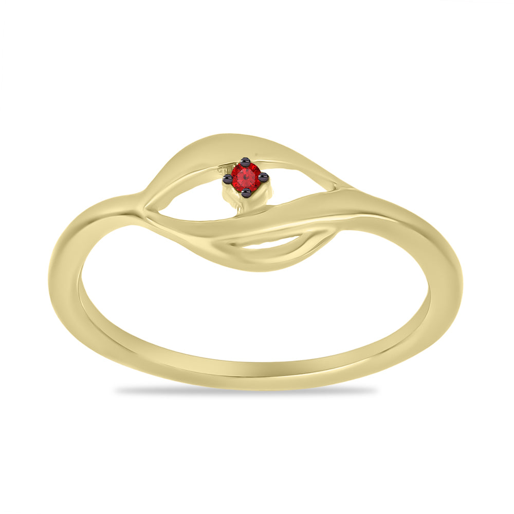 Anillo de Plata Bañada en Oro con Diamante Rojo 3 