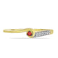 Anillo de Plata Bañada en Oro con Diamante Rojo y Zircón Blanco