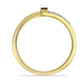 Anillo de Plata Bañada en Oro con Diamante Rojo y Zircón Blanco