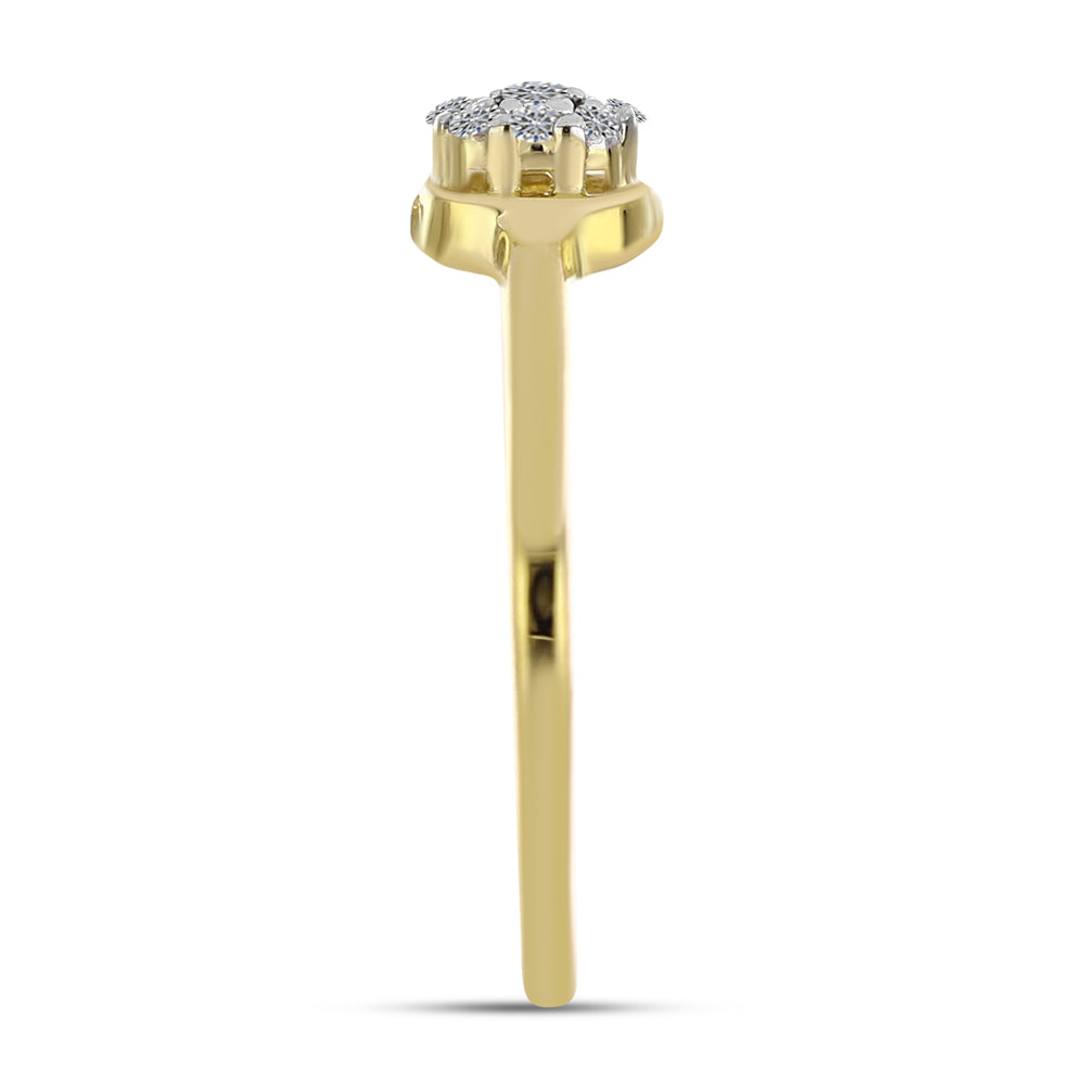 Anillo de Plata Bañada en Oro con Diamante blanco 4 