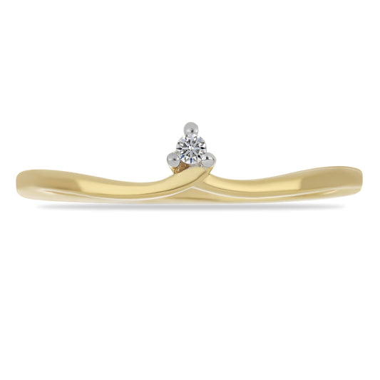 Anillo de Plata Bañada en Oro con Diamante blanco