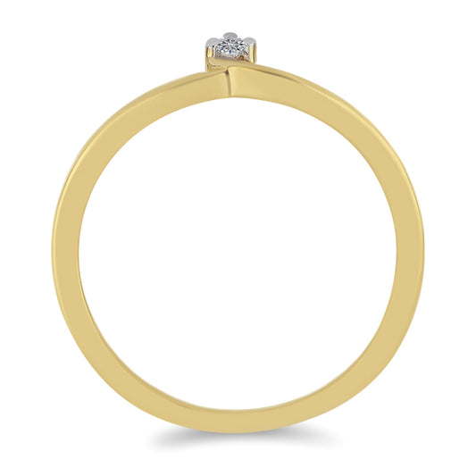 Anillo de Plata Bañada en Oro con Diamante blanco