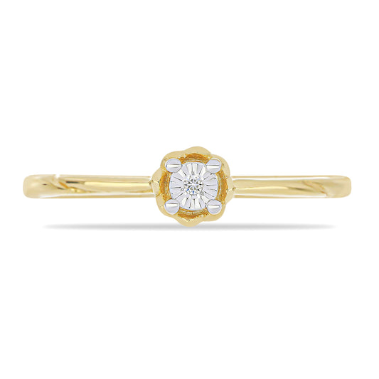 Anillo de Plata Bañada en Oro con Diamante blanco