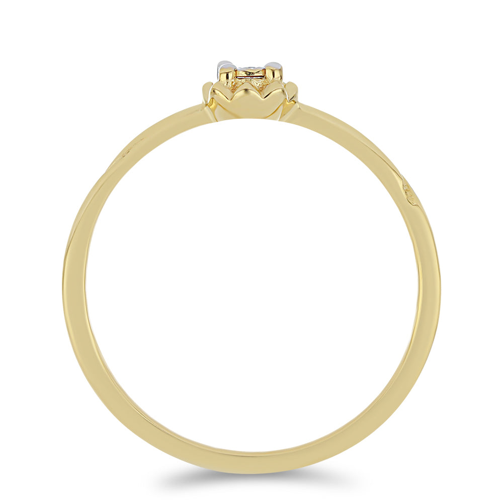 Anillo de Plata Bañada en Oro con Diamante blanco 2 