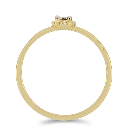 Anillo de Plata Bañada en Oro con Diamante blanco