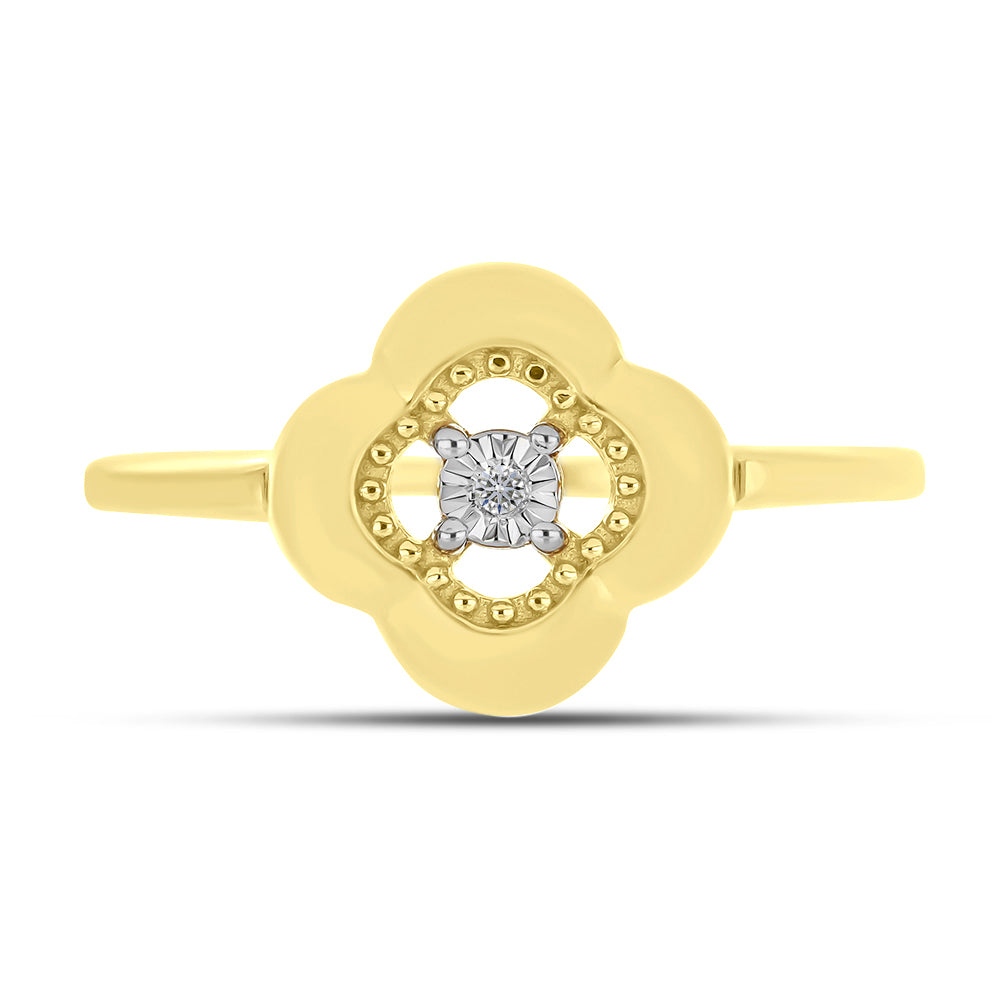 Anillo de Plata Bañada en Oro con Diamante blanco
