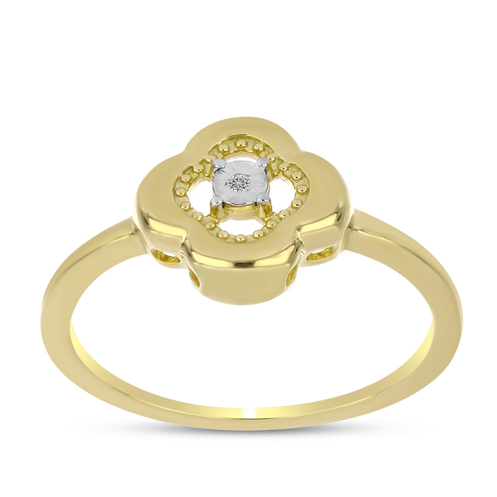 Anillo de Plata Bañada en Oro con Diamante blanco