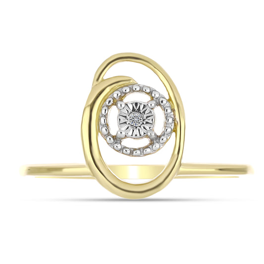 Anillo de Plata Bañada en Oro con Diamante blanco