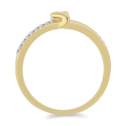 Anillo de Plata Bañada en Oro con Diamante blanco y Zircón Blanco