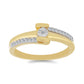 Anillo de Plata Bañada en Oro con Diamante blanco y Zircón Blanco