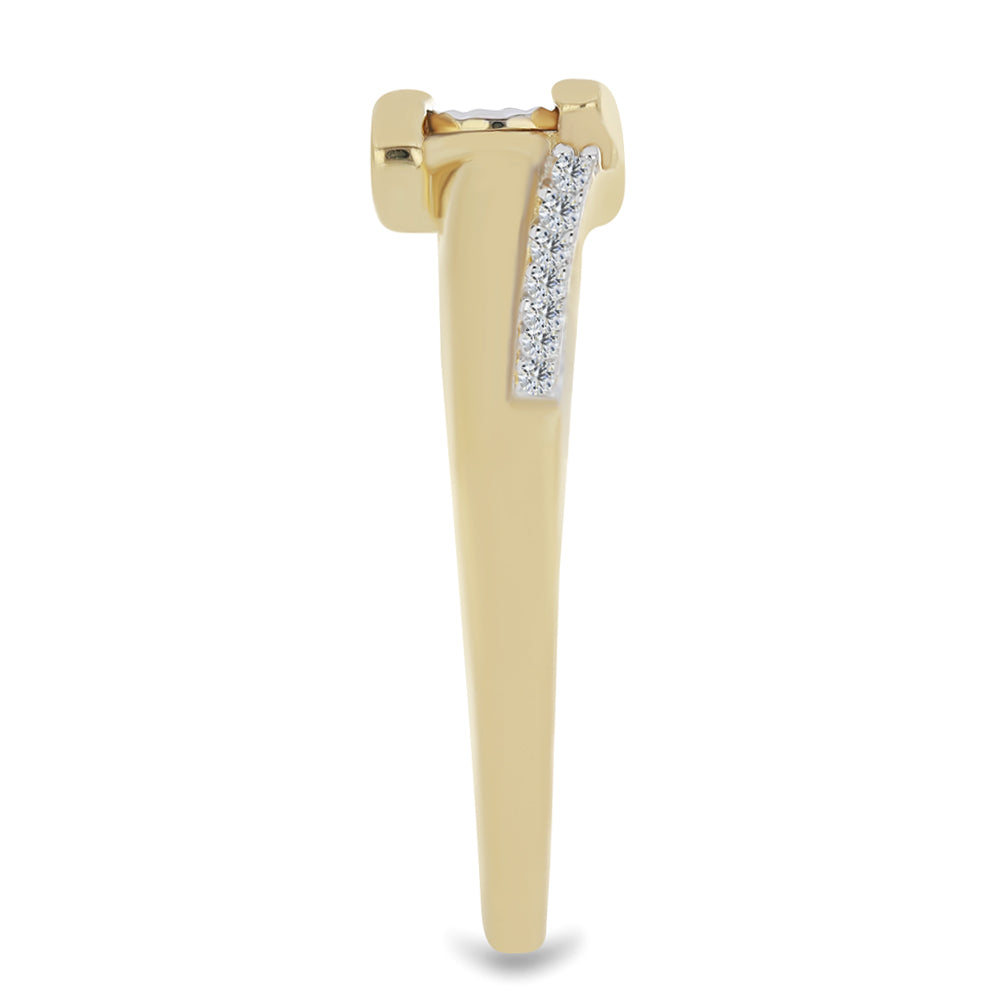 Anillo de Plata Bañada en Oro con Diamante blanco y Zircón Blanco 4 