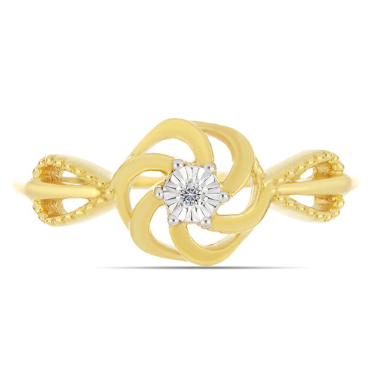 Anillo de Plata Bañada en Oro con Diamante blanco