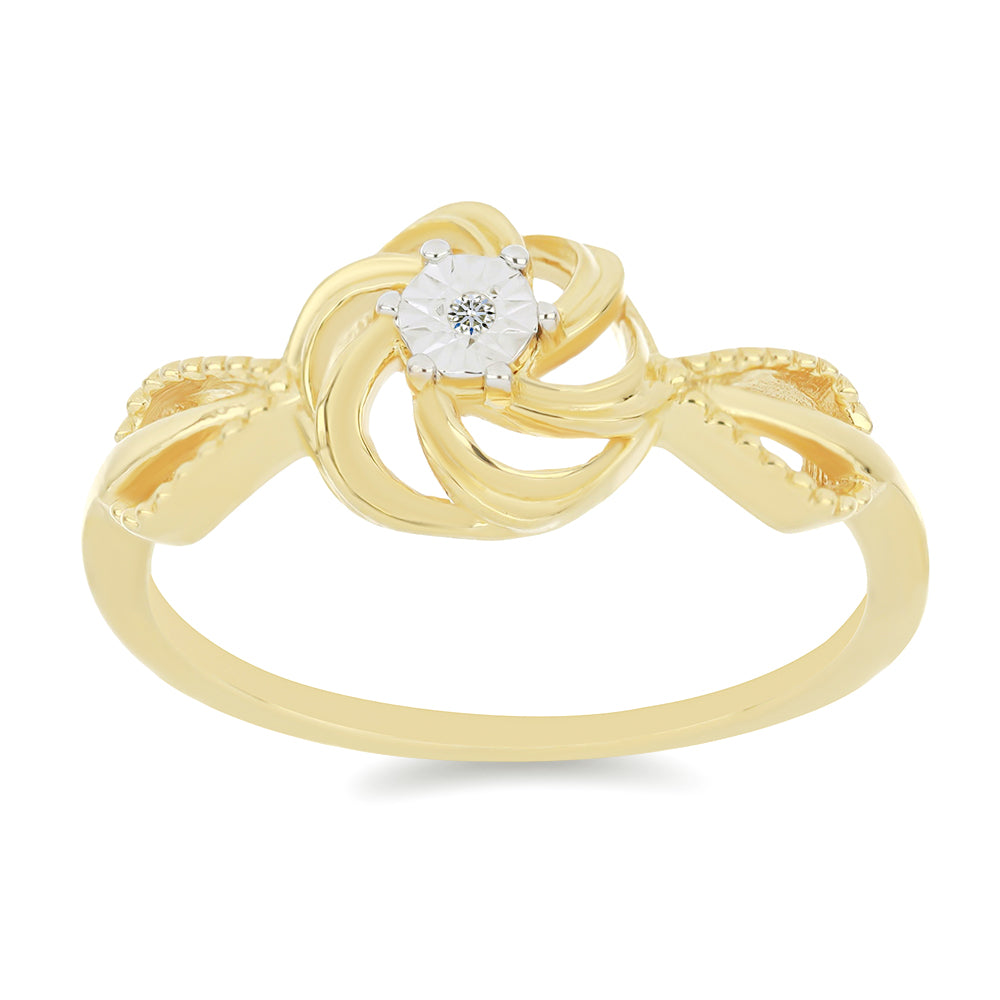Anillo de Plata Bañada en Oro con Diamante blanco 3 