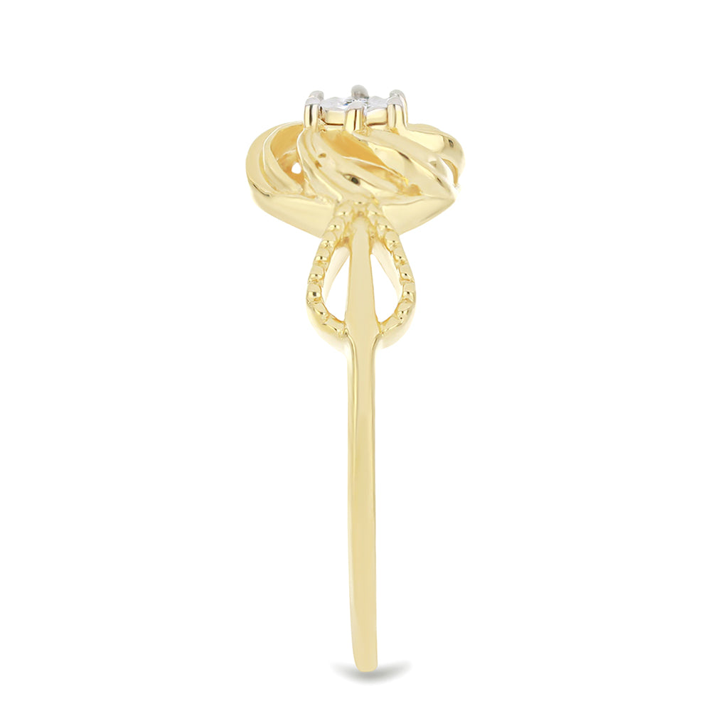 Anillo de Plata Bañada en Oro con Diamante blanco 4 