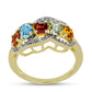 Anillo de Plata Bañada en Oro con Turmalina Arco Iris Pelmadulla y Diamante blanco